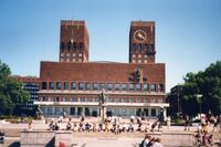 Oslo&#039;s wahrzeichen,das Rathaus mit den zwei T&uuml;rmrn